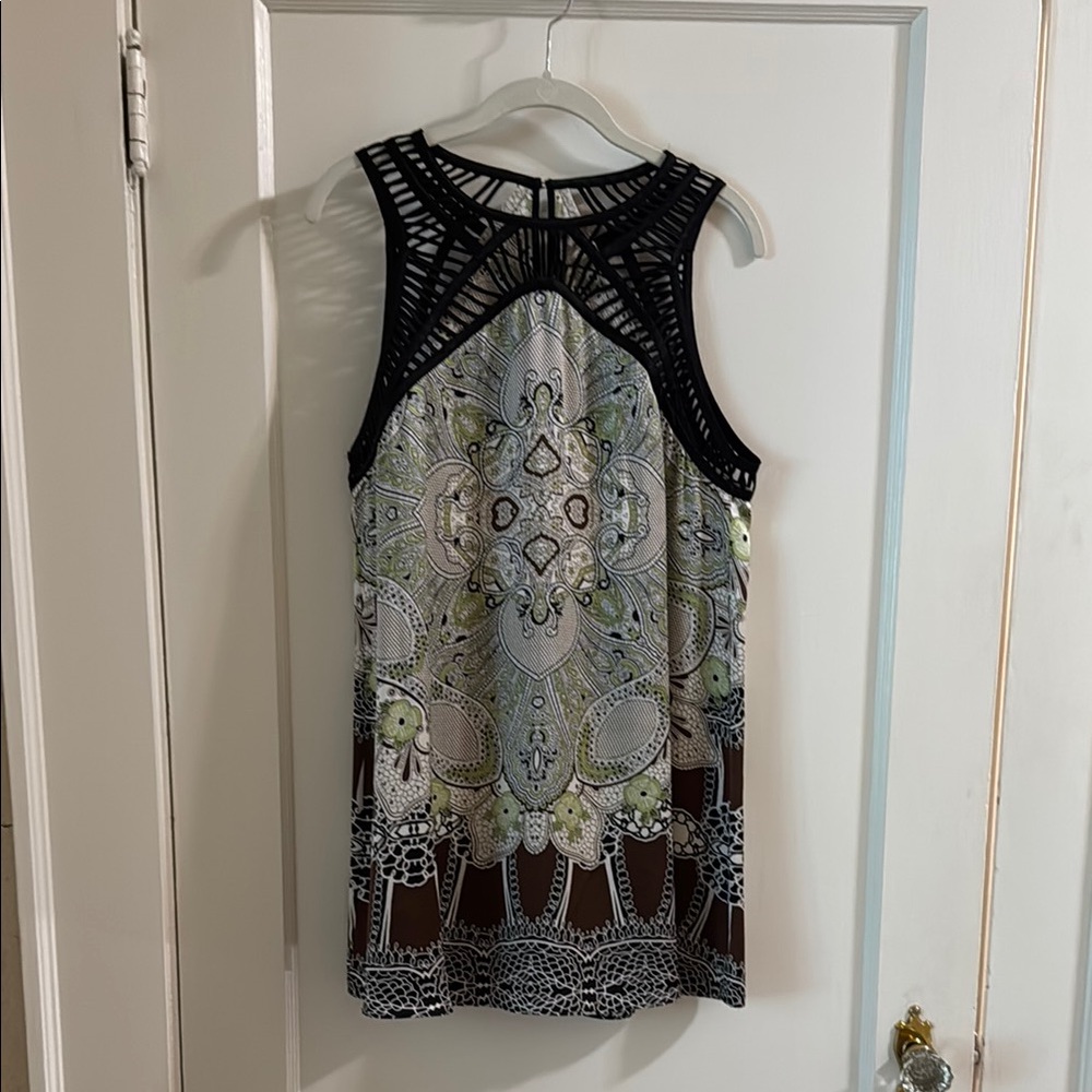 100% Silk Sleeveless Top/Dress with Black Trim